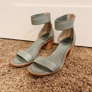 Frye Teal Leather Backzip Sandal